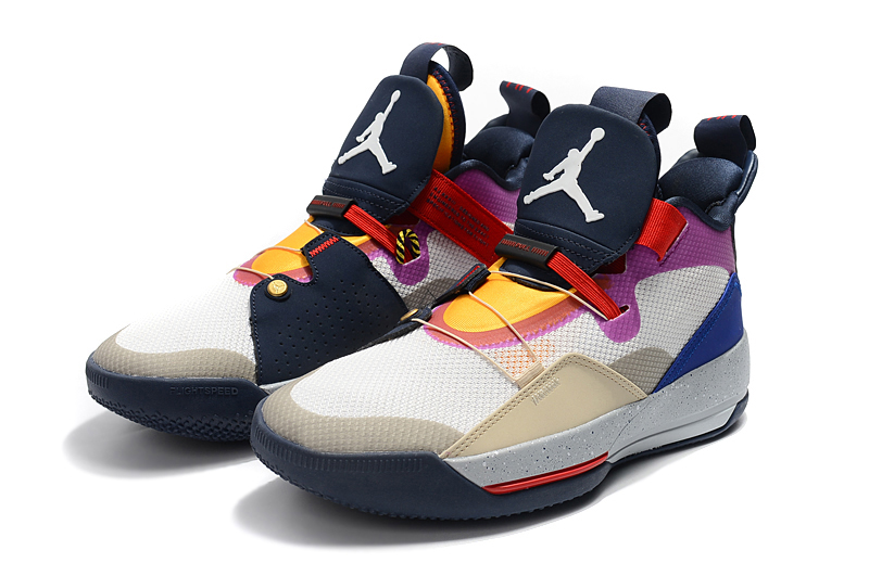 Air Jordan 33 White Yellow Purple Red Black Shoes - Click Image to Close